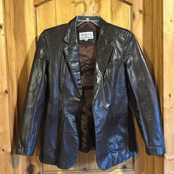 Bertini Jackets & Blazers - Bertini 100% Brown Leather 2 Button Jacket